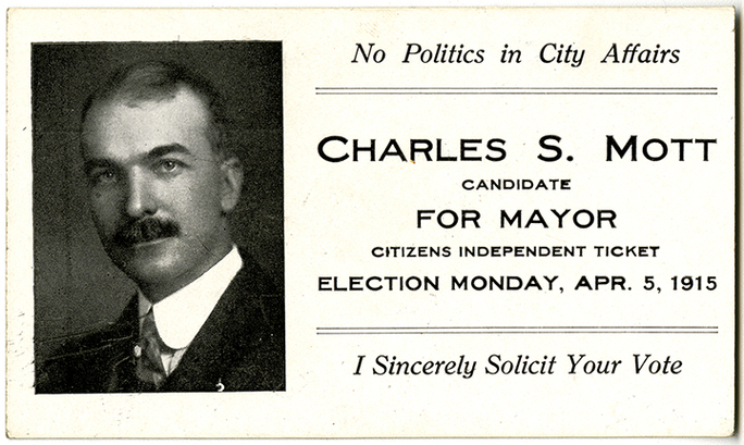 Campaign literature for C.S. Mott's run for mayor in 1915