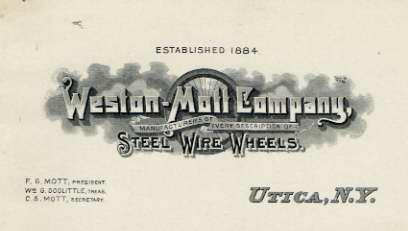 Business card for Weston-Mott Axle Co.