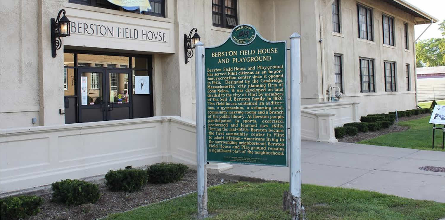 Berston Field House sign and entrance.