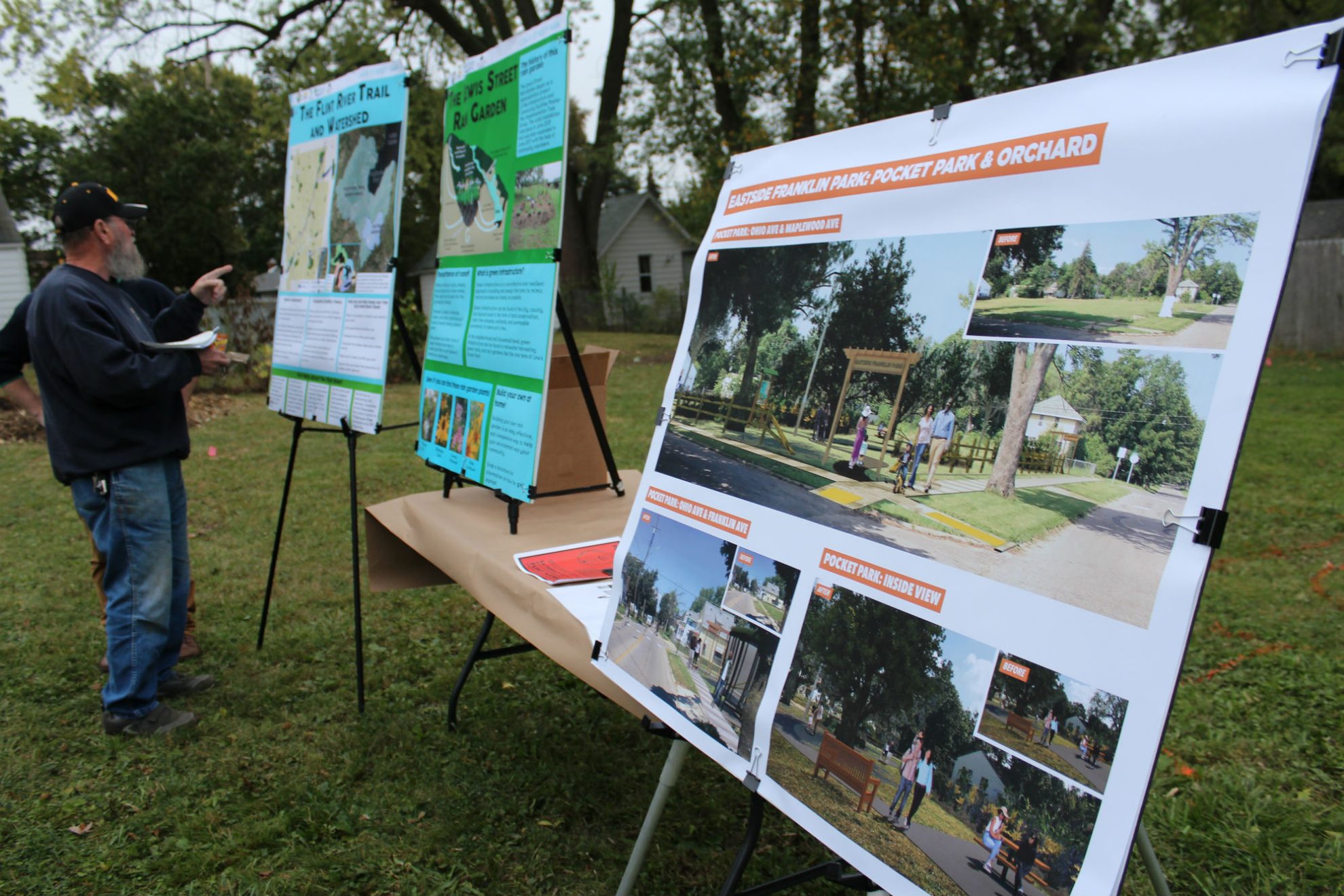 Posterboards of programs in north Flint, Michigan.