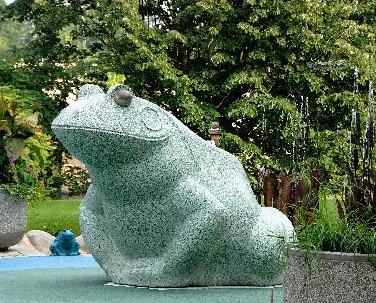 The statue of Friendly Frog pictured at Applewood
