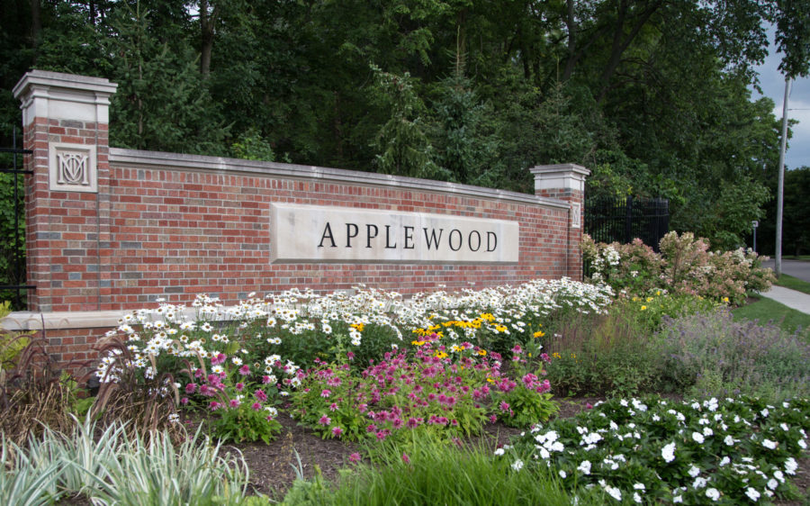 Large brick Applewood sign