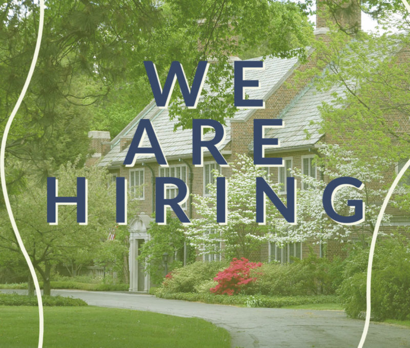 We're Hiring text overlay house image
