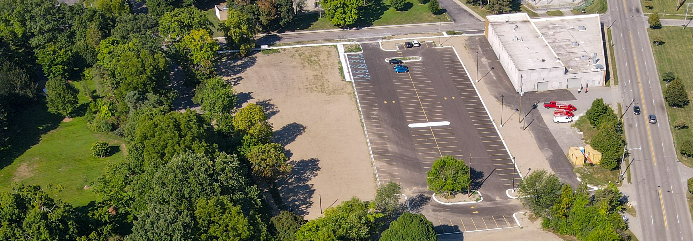 Drone photo of the new parking lot at Applewood