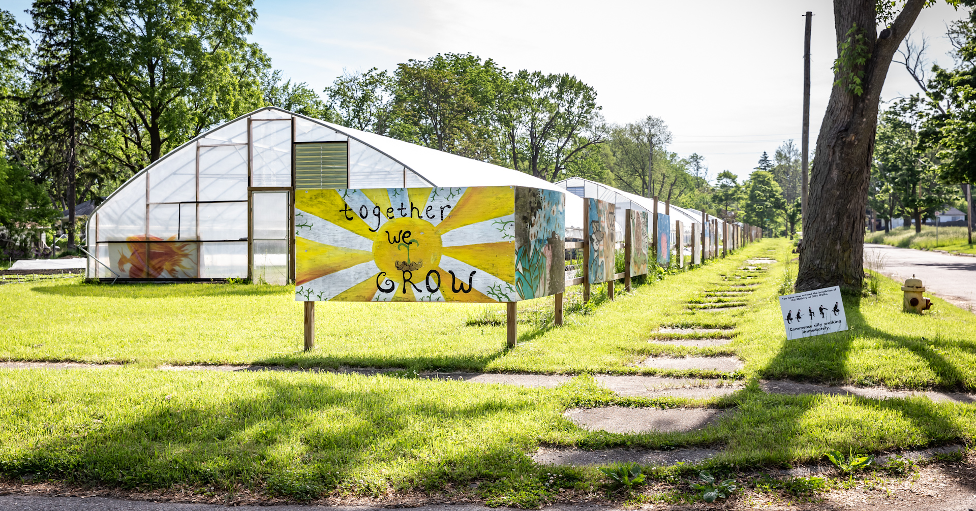 A mural on signposts is pictured, 